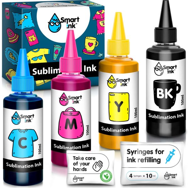 Sublimation Ink Refill for Epson (Black, Cyan, Magenta, Yellow), Smart Ink