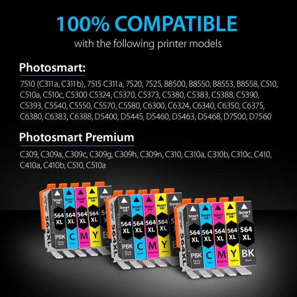 Compatible Ink Cartridge Replacement for HP 564 XL (15 pack with Photo Black), Smart Ink - Image 2