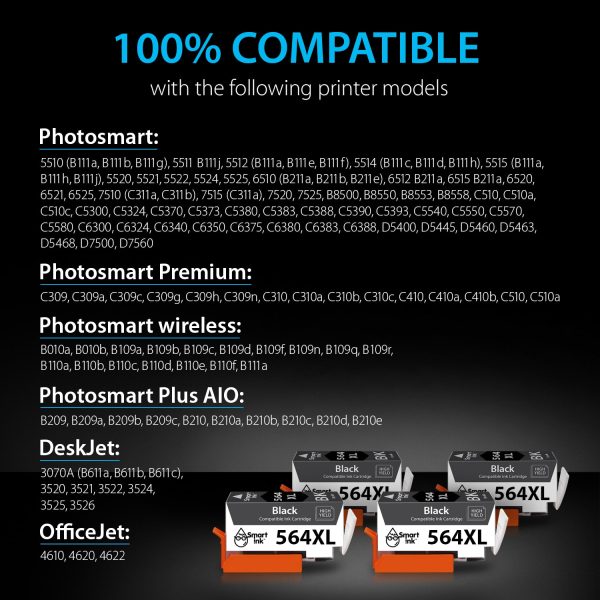 Compatible Ink Cartridge Replacement for HP 564 XL (4 Black), Smart Ink - Image 2