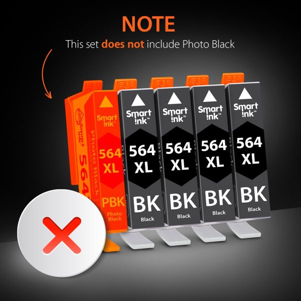 Compatible Ink Cartridge Replacement for HP 564 XL (4 Black), Smart Ink - Image 3