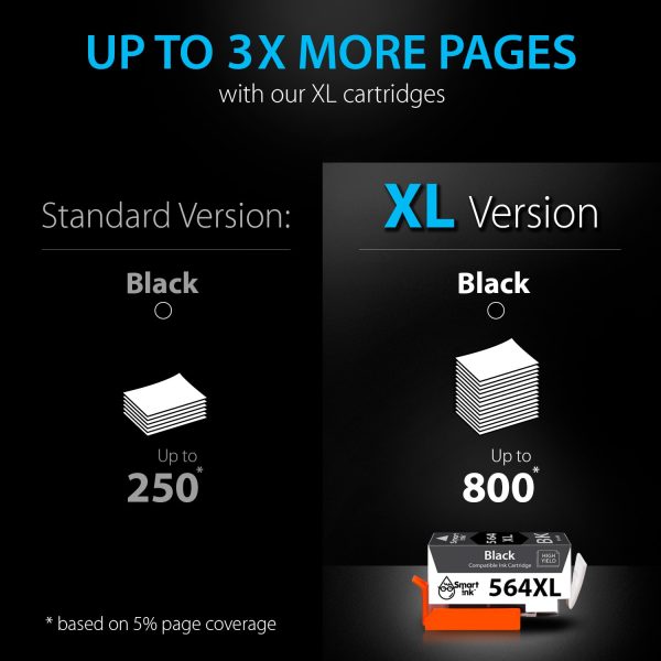 Compatible Ink Cartridge Replacement for HP 564 XL (4 Black), Smart Ink - Image 4