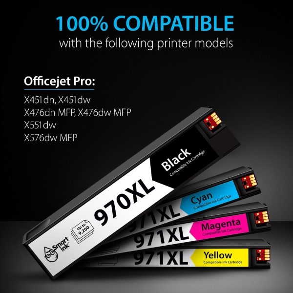Compatible Ink Cartridge Replacement for HP 970XL 971XL (4 Combo Pack), Smart Ink - Image 2