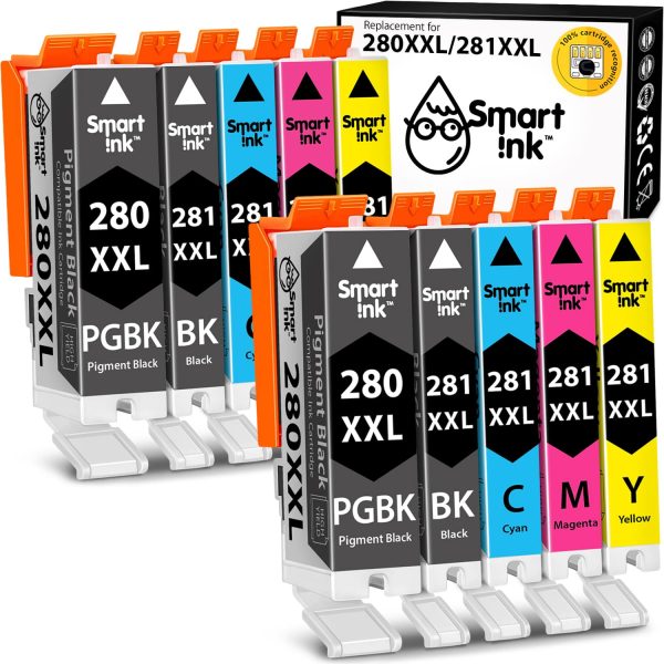 Compatible Ink Cartridge Replacement for Canon 280XXL 281XXL (10 pack), Smart Ink