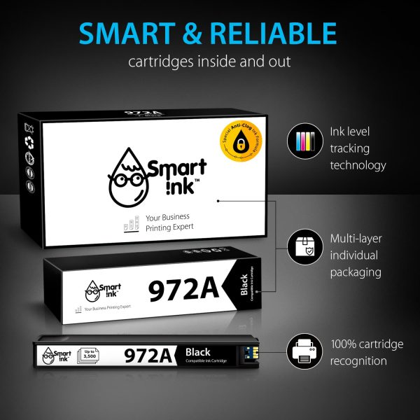 Compatible Ink Cartridge Replacement for HP 972A (2 Black), Smart Ink - Image 7