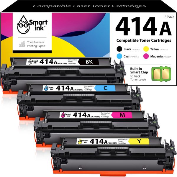 Compatible HP 414А Toner Cartridge Replacement (4 Combo Pack), Smart Ink