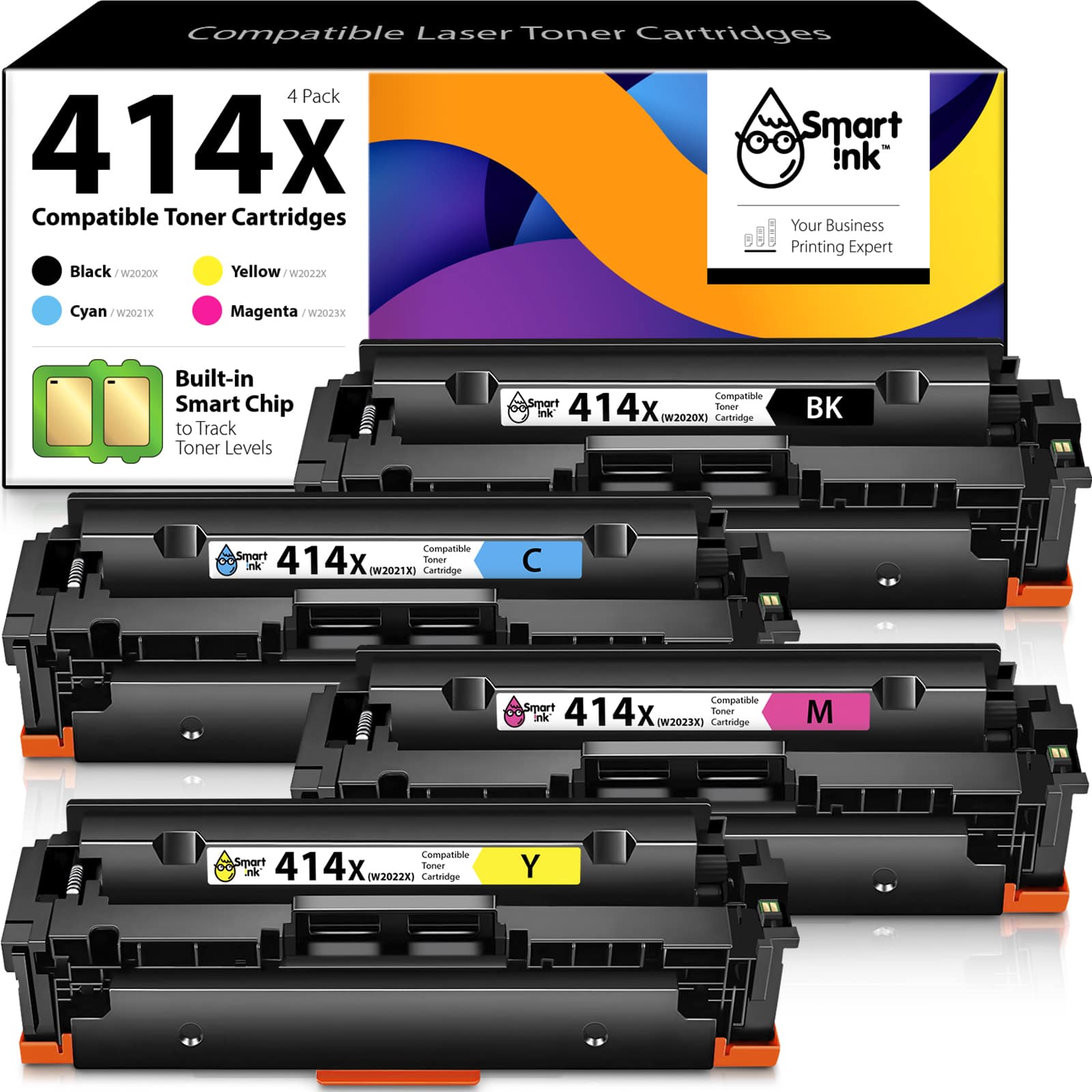 Get compatible HP 414X Toner Cartridges (4 Pack Combo) Smart Ink
