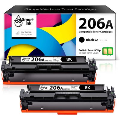 Compatible HP 206А Toner Cartridge Replacement (2 Black), Smart Ink