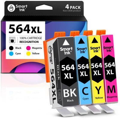 Compatible Ink Cartridge Replacement for HP 564 XL (4 Combo Pack), Smart Ink