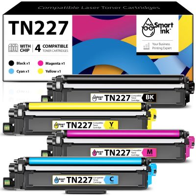 Compatible Toner Cartridge Replacement for Brother TN 227 (4 pack), Smart Ink