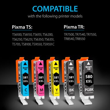 Compatible Ink Cartridge Replacement for Canon 580 XXL, 581 XXL (5 pack), Smart Ink - Image 2