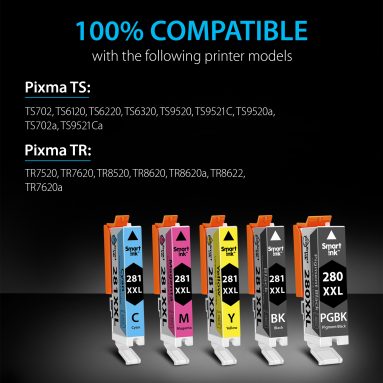 Compatible Canon 280 Ink Canon 281 Ink XXL Cartridge Replacement (5 pack), Smart Ink - Image 2