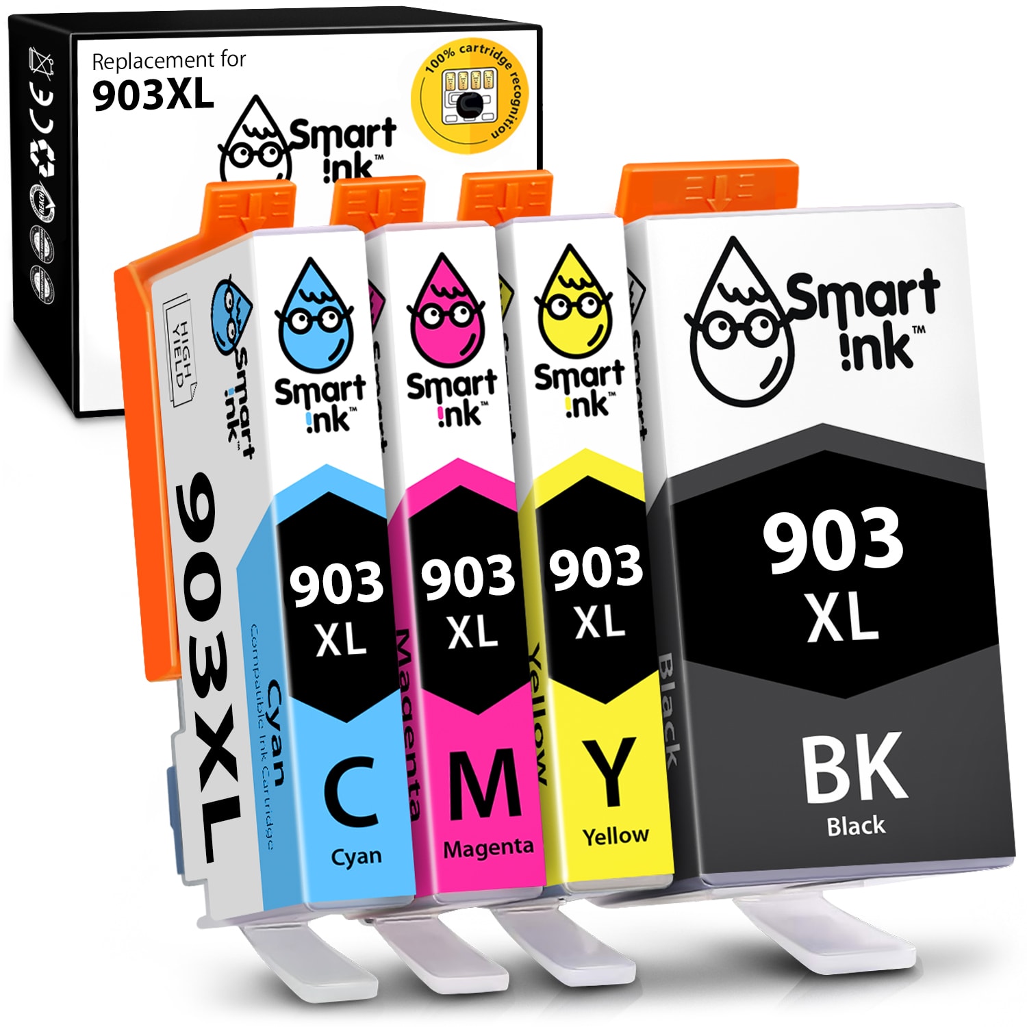 Compatible Ink Cartridge Replacement for HP 903 XL (4 pack), Smart Ink