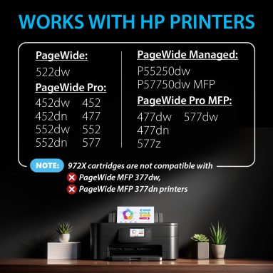 Compatible Ink Cartridge Replacement for HP 972X (4 Combo Pack), Smart Ink - Image 2