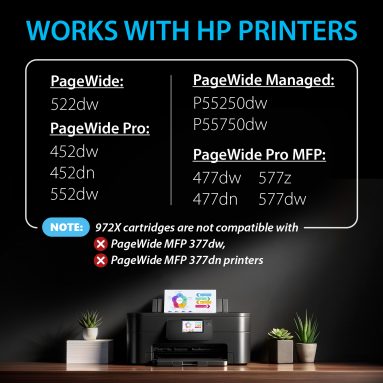Compatible Ink Cartridge Replacement for HP 972X (4 Combo Pack), Smart Ink - Image 5