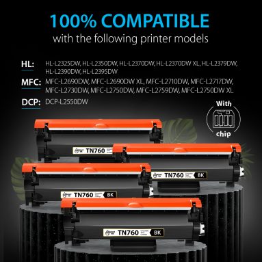 Compatible Brother Toner Cartridge Replacement TN760 (4 pack), Smart Ink - Image 2