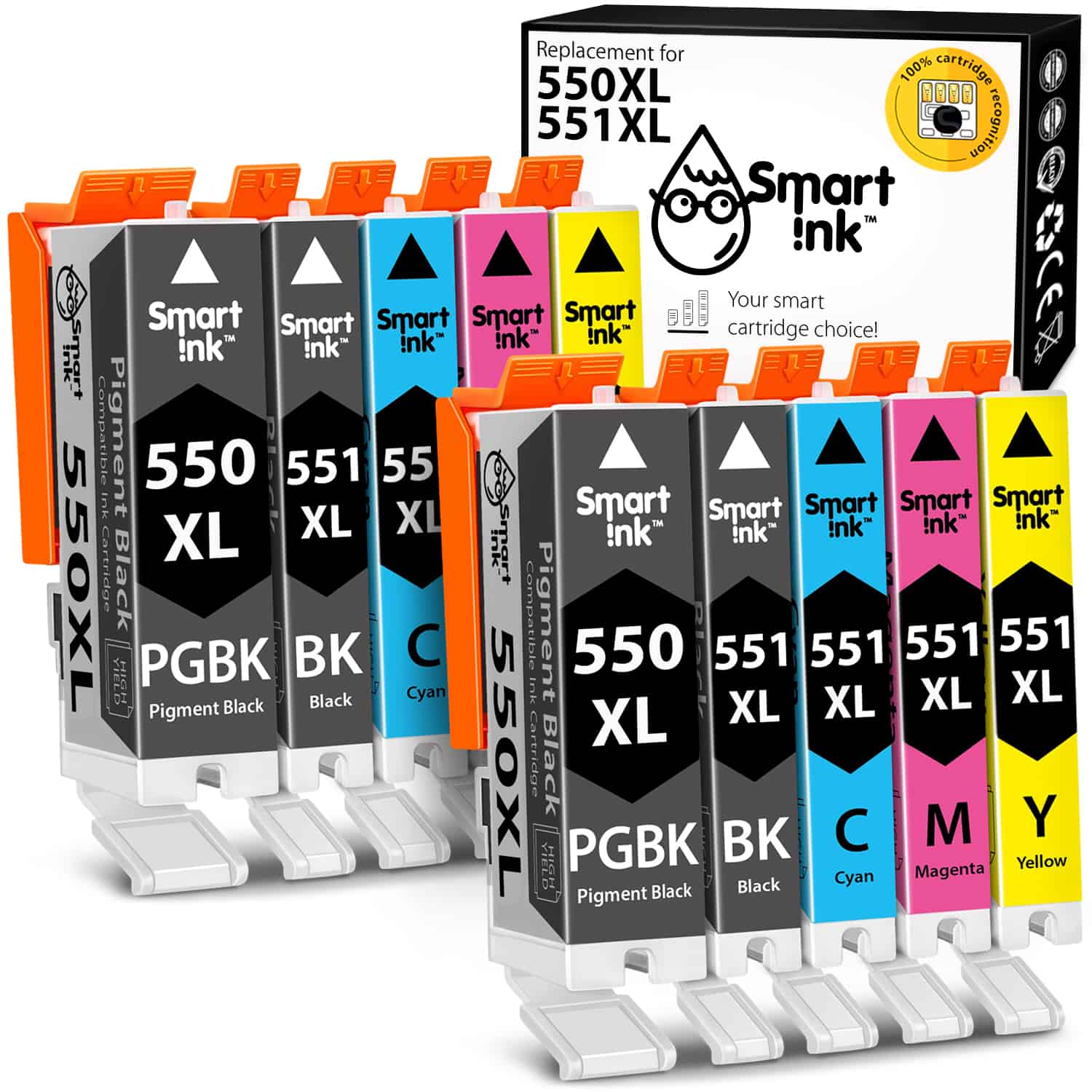Compatible Ink Cartridge Replacement for Canon 550 XL, 551 XL (10 pack), Smart Ink