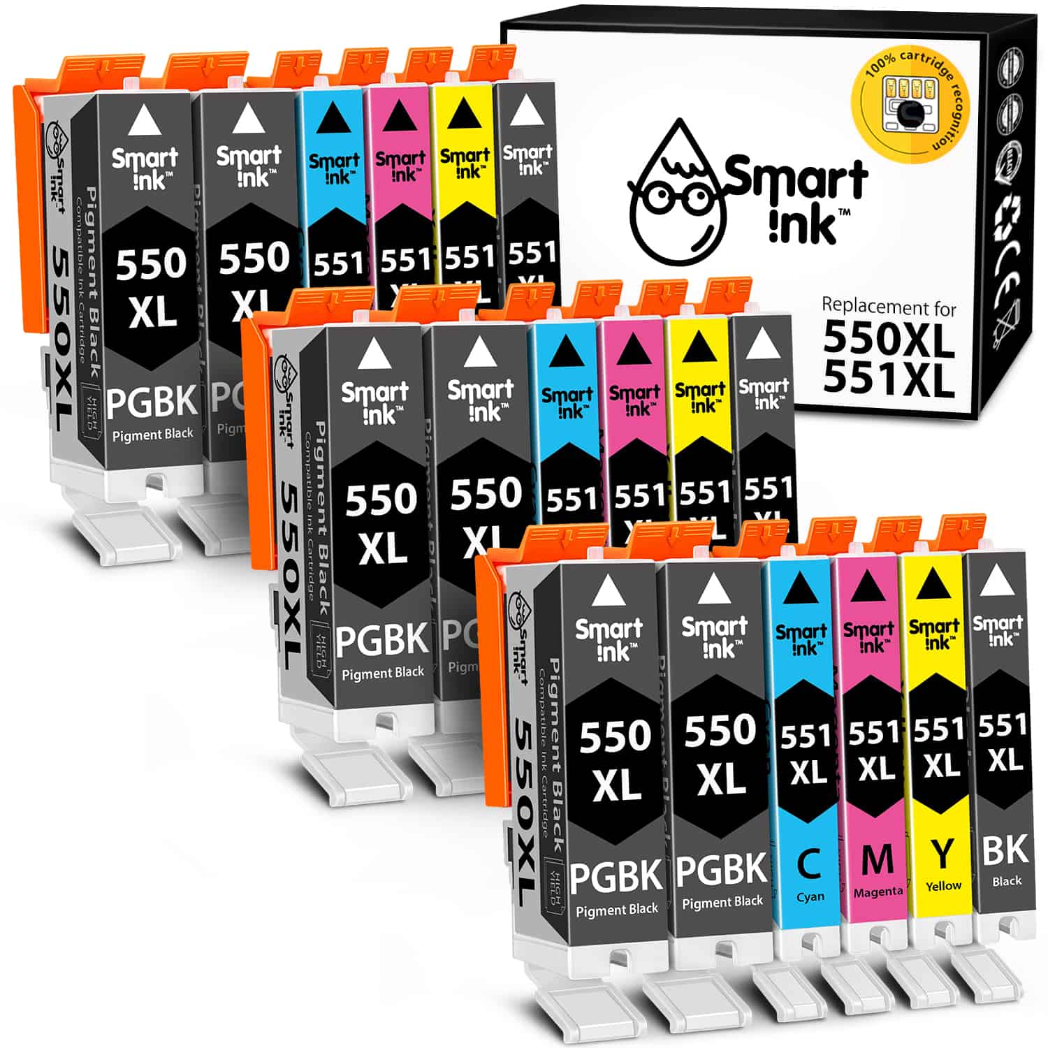 Kompatible Druckerpatronen für Canon 550 XL, 551 XL (18er Pack), Smart Ink