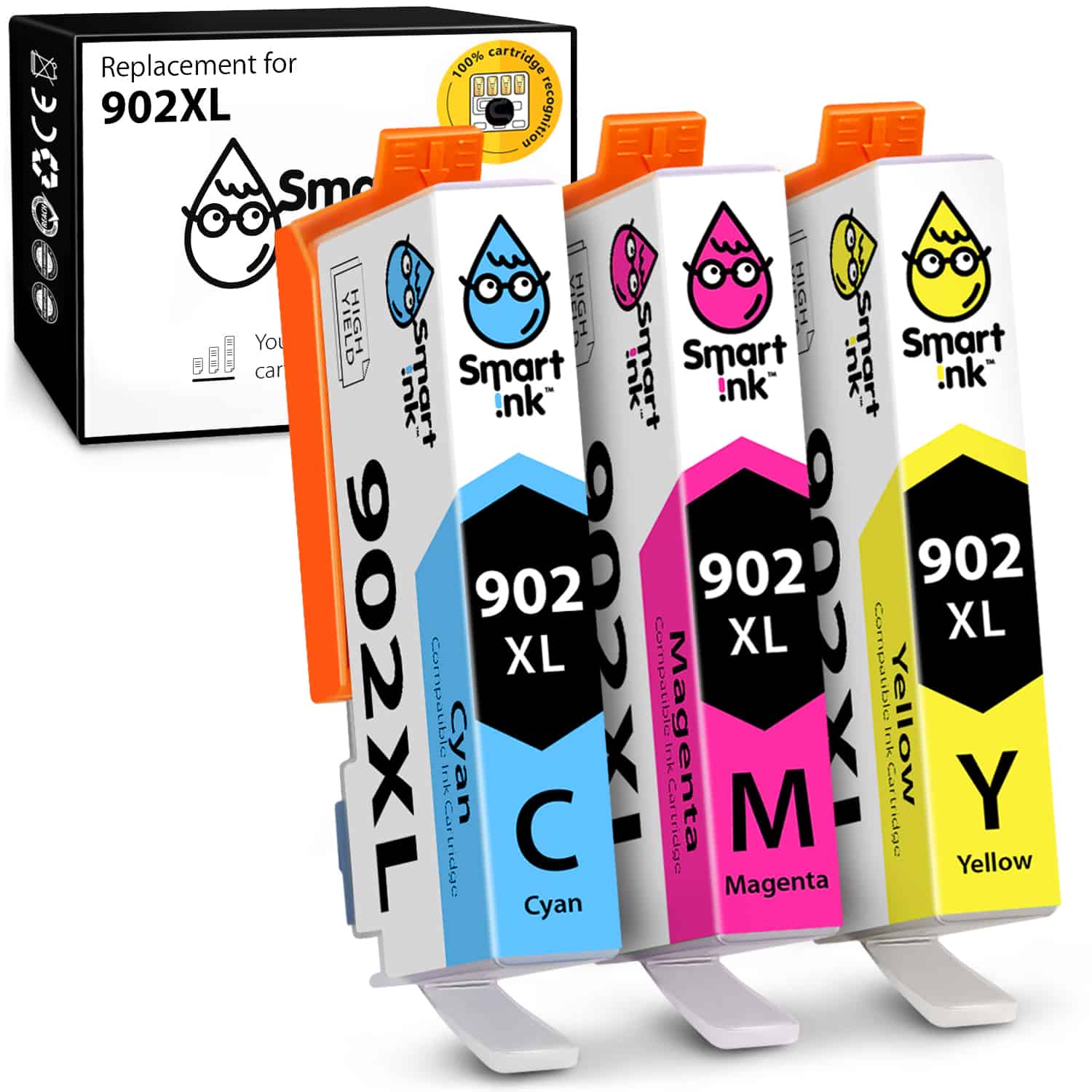 Compatible Ink Cartridge Replacement for HP 902 XL (3 pack), Smart Ink