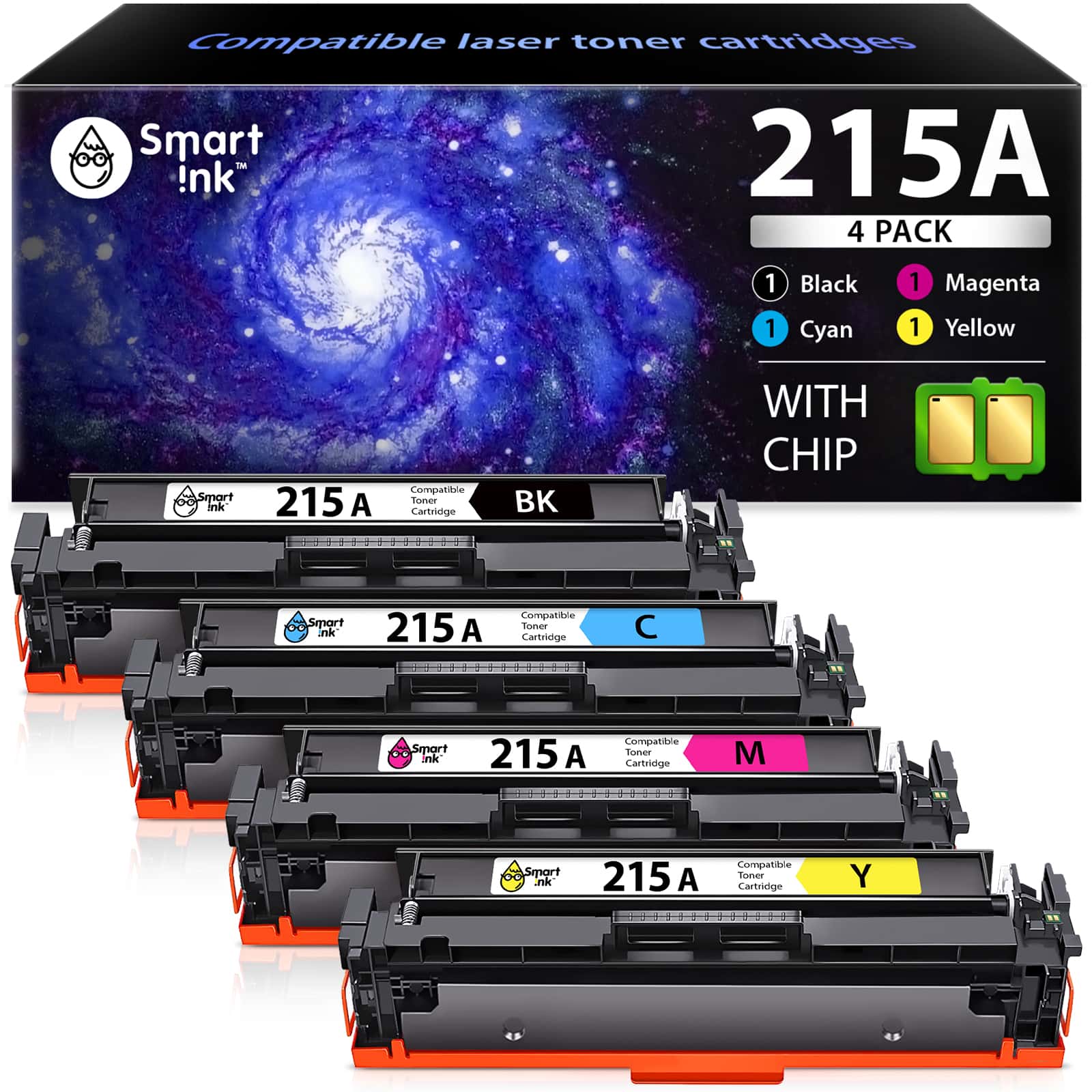 215A トナーカートリッジ 4パック 用 HP 215A W2310A W2311A W2312A W2313A Color Pro M182nw M183fw M182 M183 M155シリーズプリンターインク (ブ 並行輸入品 : チップ215Aトナーカートリッジ HP 215Aトナー