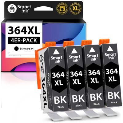 Kompatible Druckerpatronen für HP 364 XL (4er Schwarz Pack), Smart Ink