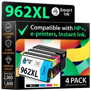 Remanufactured Ink Cartridge Replacement for HP 962XL (4 Combo Pack), Smart Ink