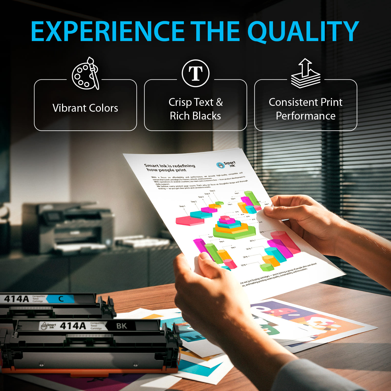 Compatible HP 414А Toner Cartridge Replacement (5 Combo Pack), Smart Ink