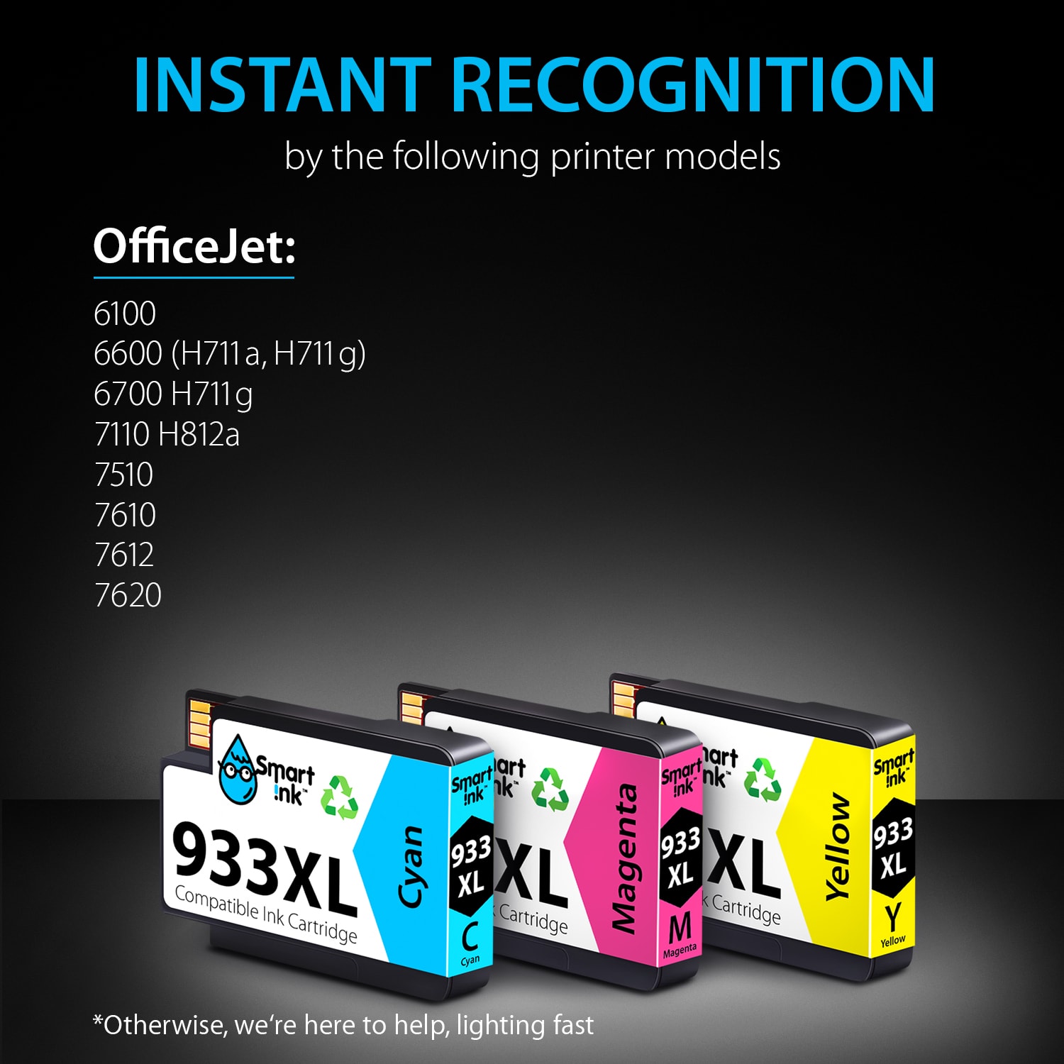 Compatible Ink Cartridge Replacement for HP 932 XL, 933 XL (3 pack), Smart Ink
