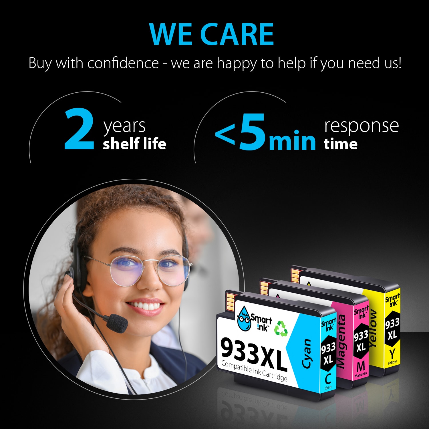 Compatible Ink Cartridge Replacement for HP 932 XL, 933 XL (3 pack), Smart Ink