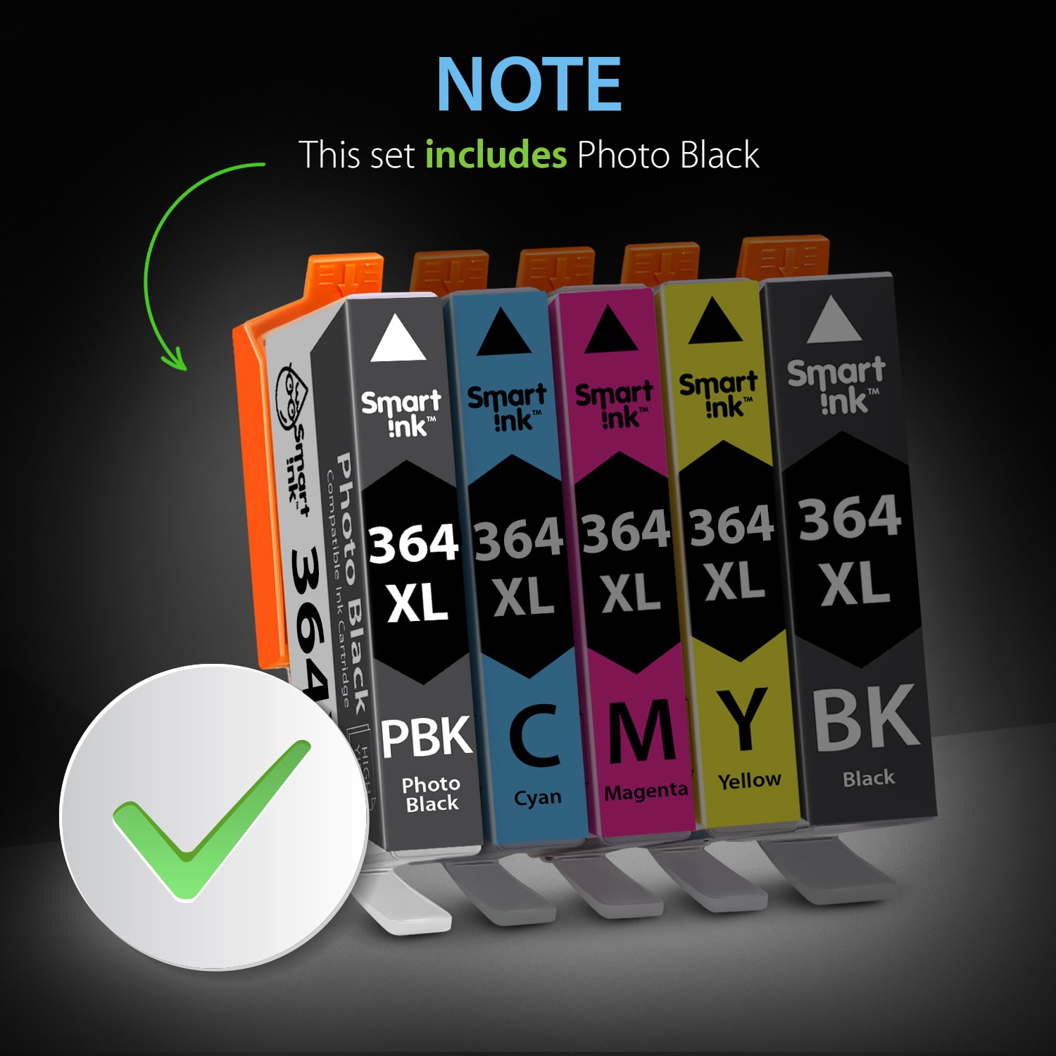 Compatible Ink Cartridge Replacement for HP 364 XL (10 pack with Photo Black), Smart Ink