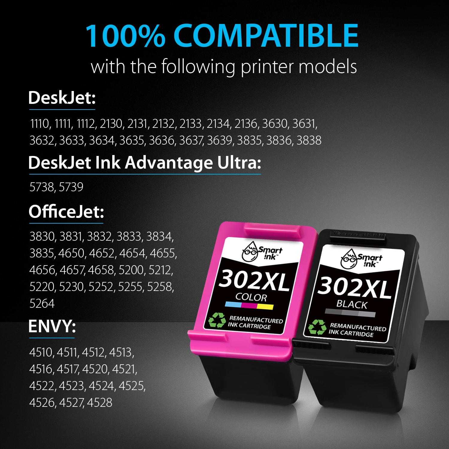Remanufactured HP 302 XL (2 pack), Smart Ink