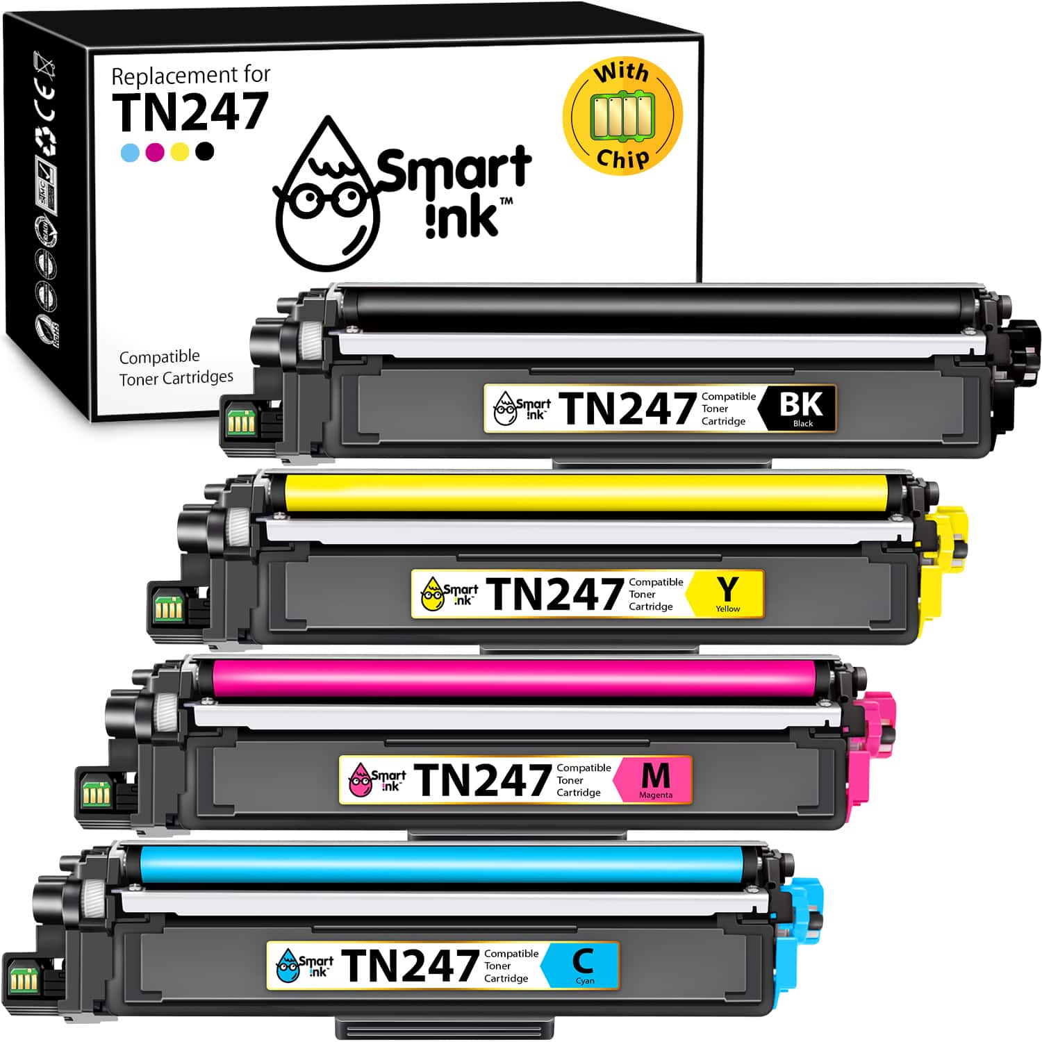 Compatible Toner Cartridge Replacement for Brother TN 247 (4 pack), Smart Ink