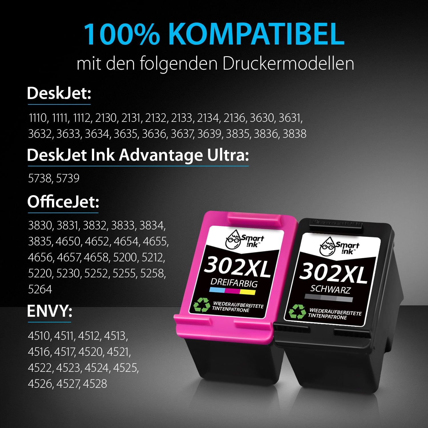 Wideraufbereitete HP 302 XL (2er Pack), Smart Ink