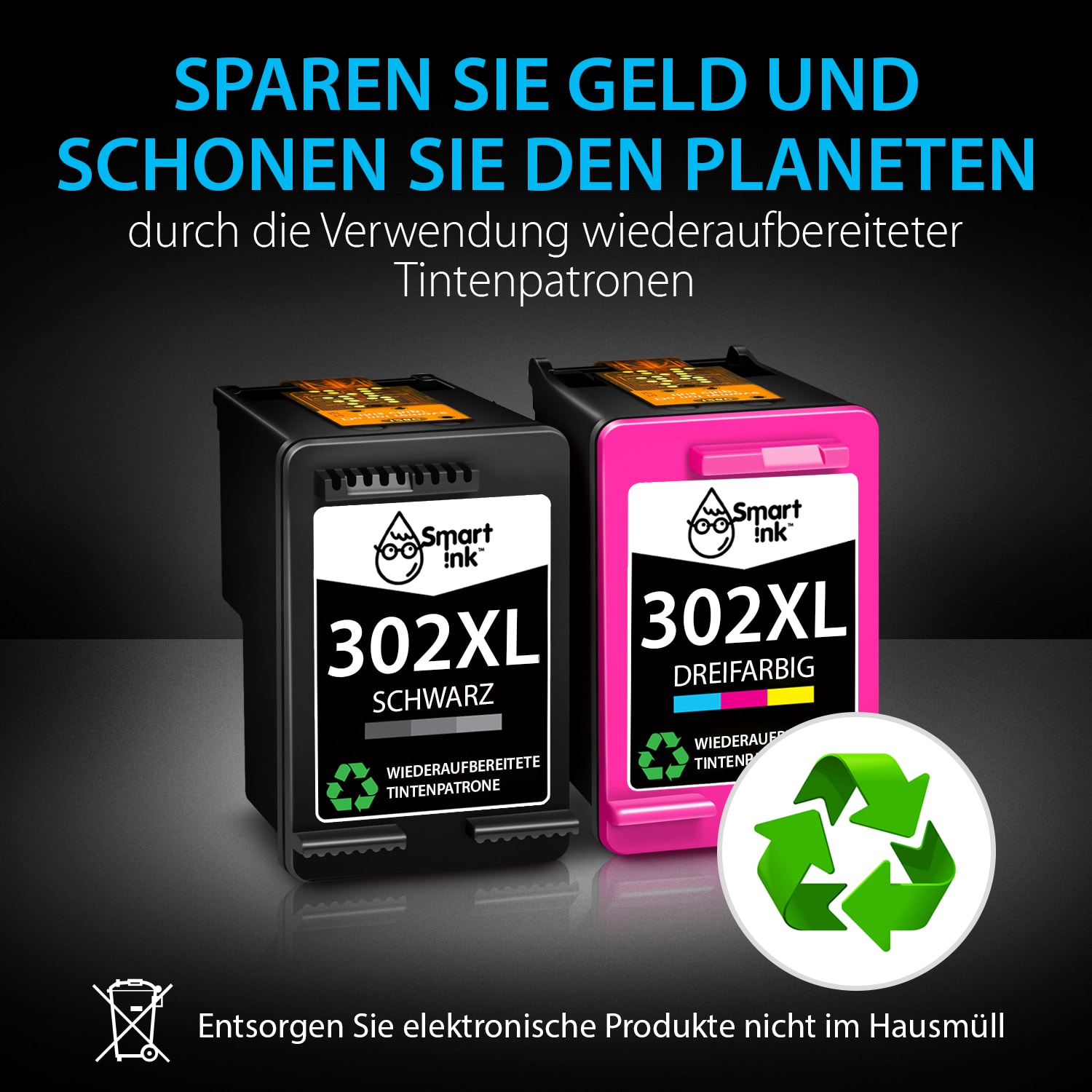 Wideraufbereitete HP 302 XL (2er Pack), Smart Ink
