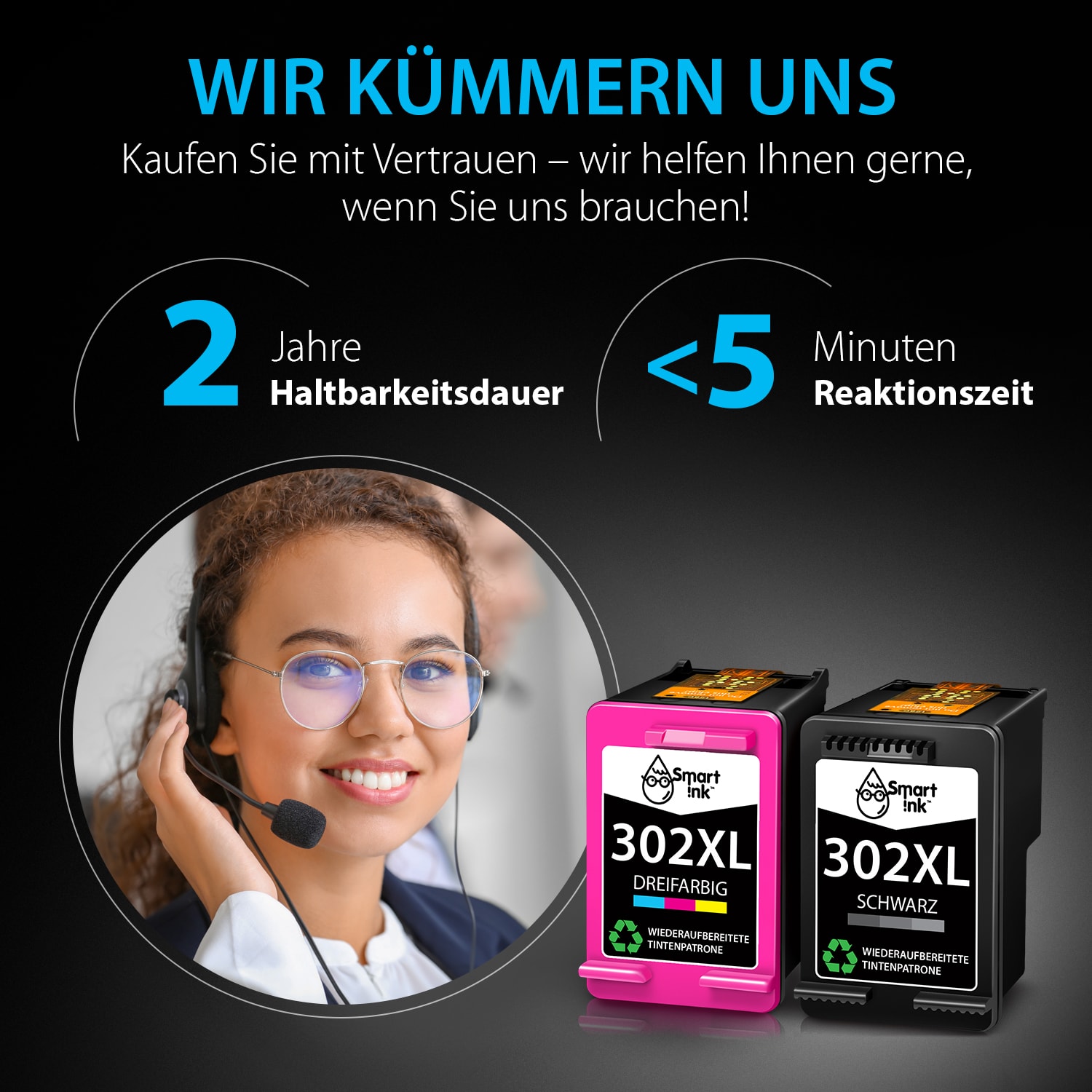 Wideraufbereitete HP 302 XL (2er Pack), Smart Ink
