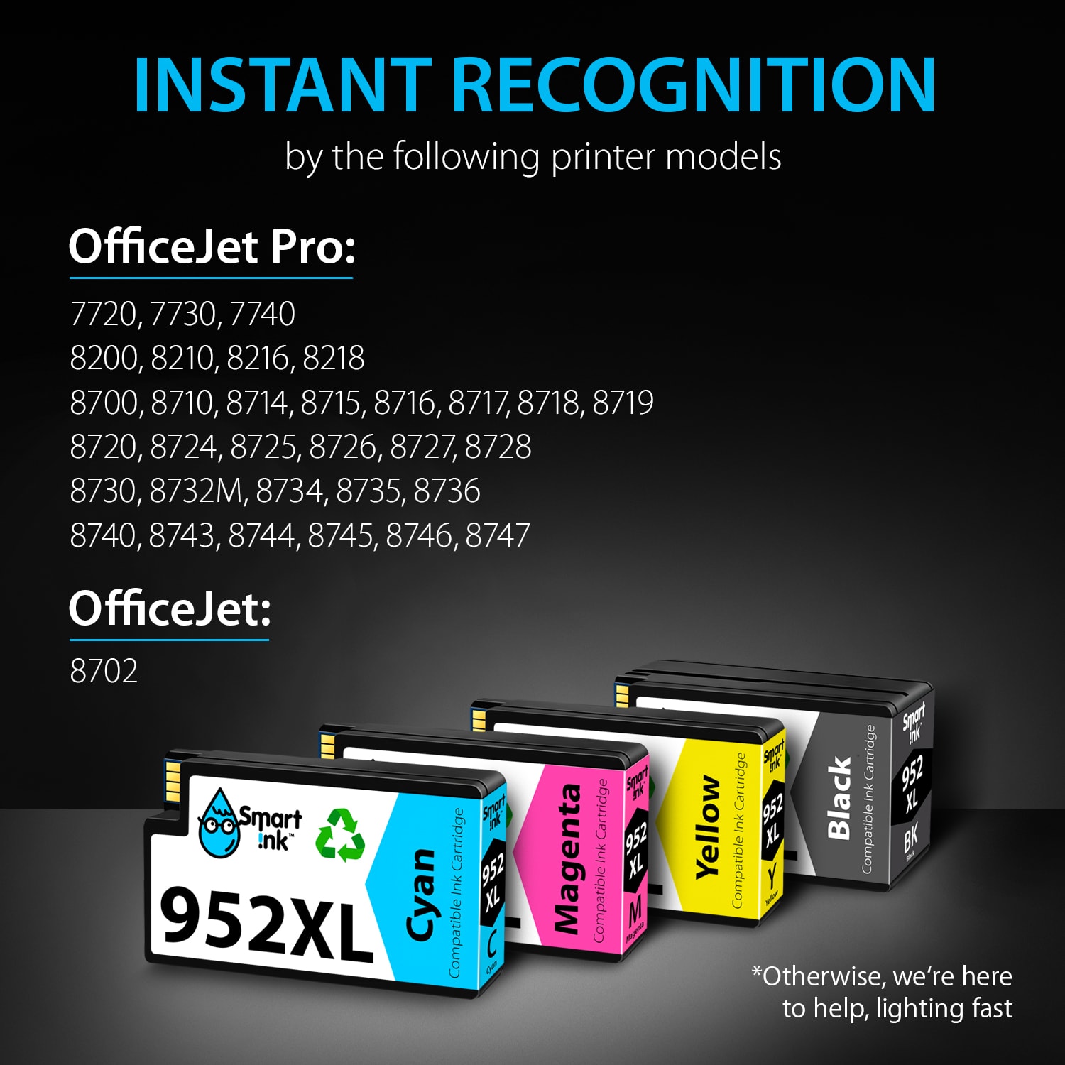 Smart Ink 952XL 互換インクカートリッジ 4色セット Get HP 952 ink cartridge replacement | Smartink.pro