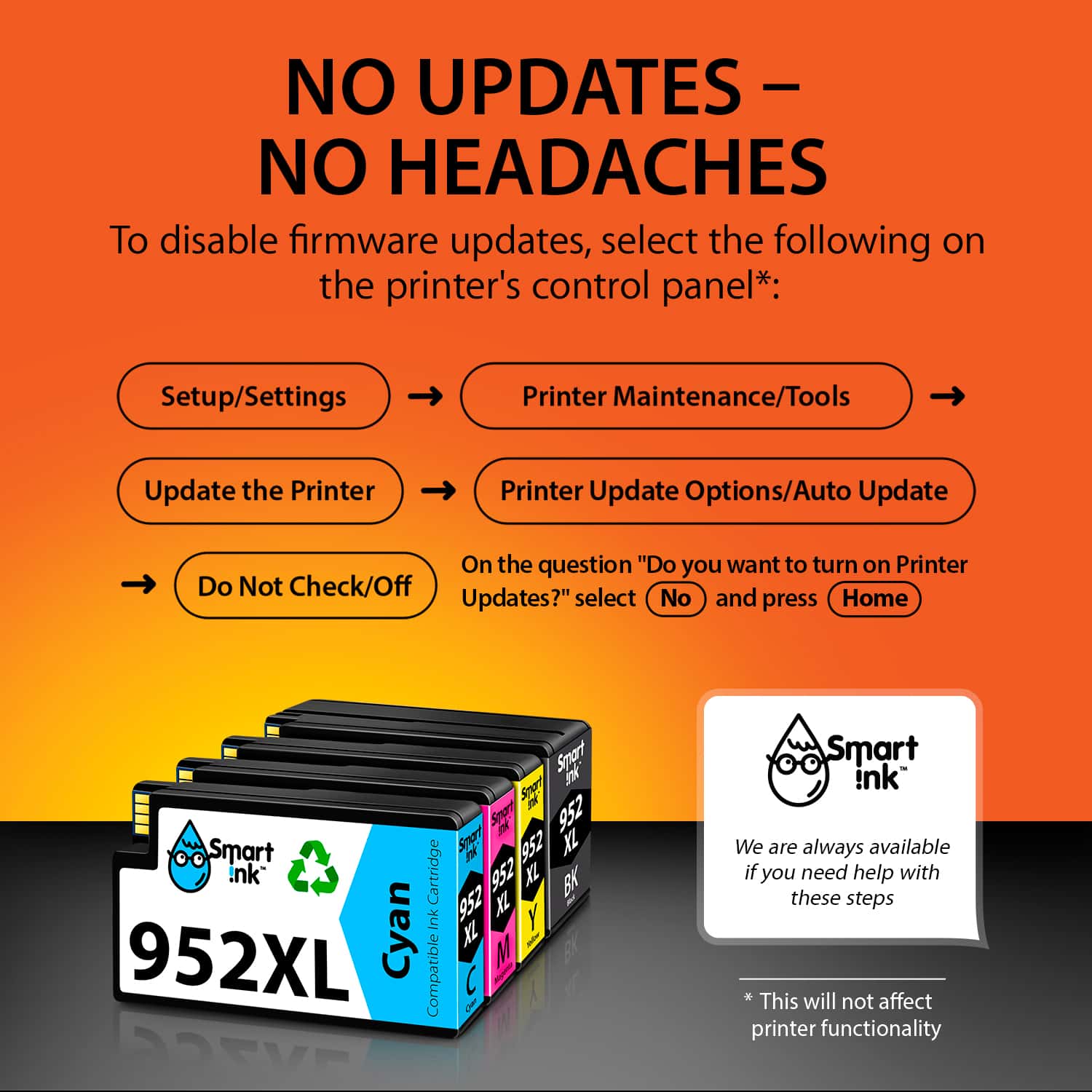 Smart Ink 952XL 互換インクカートリッジ 4色セット Get HP 952 ink cartridge replacement | Smartink.pro