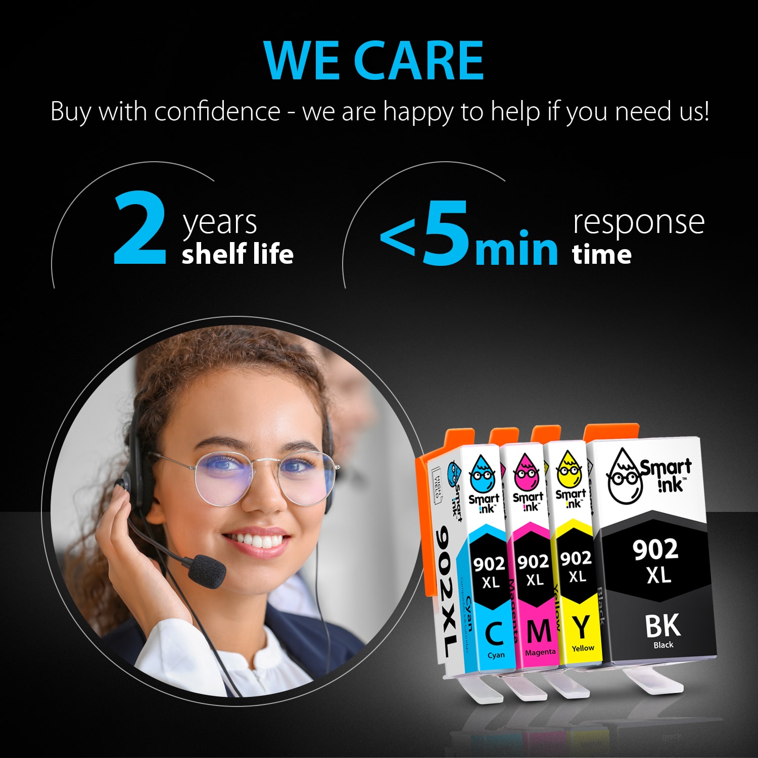 Compatible HP 902 Ink Cartridge Replacement (4 XL pack), Smart Ink