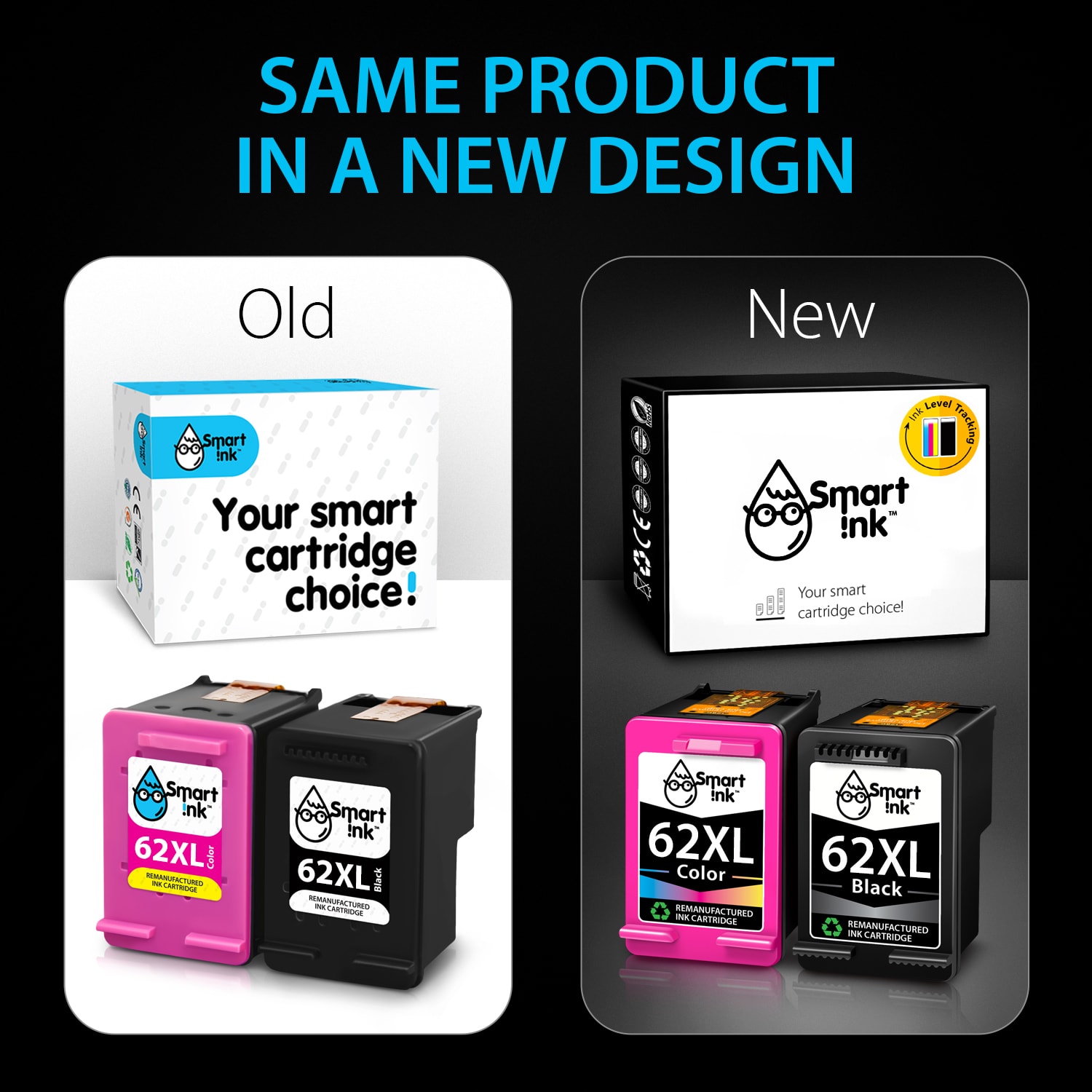 Remanufactured HP 62 XL (2 pack), Smart Ink