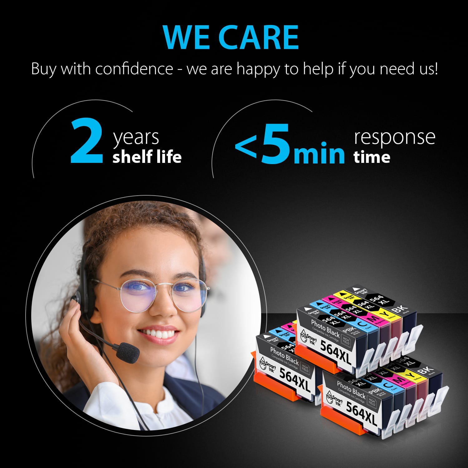 Compatible Ink Cartridge Replacement for HP 564 XL (15 pack with Photo Black), Smart Ink