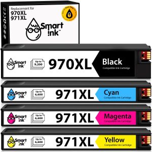 Compatible Ink Cartridge Replacement for HP 970XL 971XL (4 Combo Pack), Smart Ink