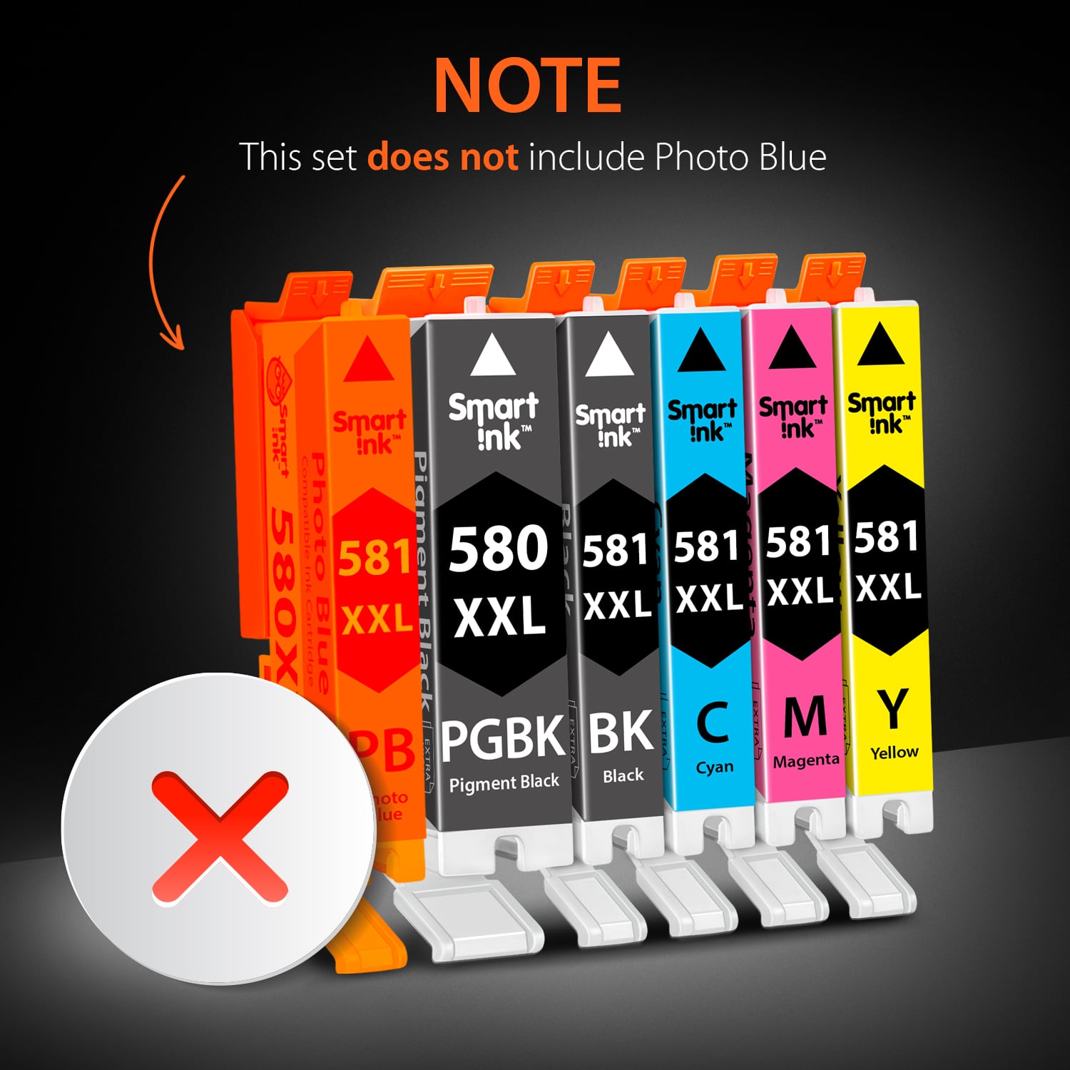 Compatible Canon 580 Ink Canon 581 XXL Cartridge Replacement (5 pack), Smart Ink