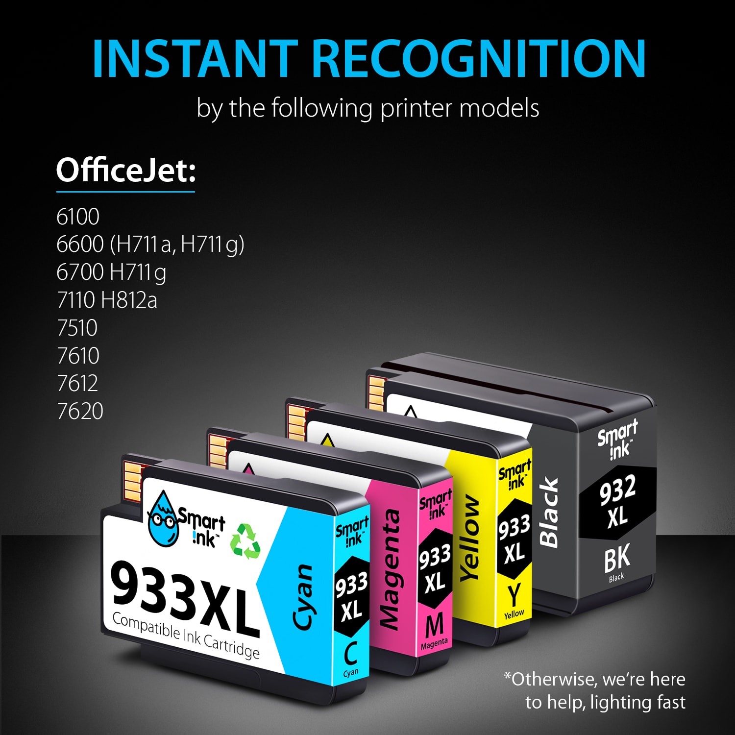 Compatible HP 932XL HP 933XL Multipack Ink Cartridge Replacement (4 pack), Smart Ink