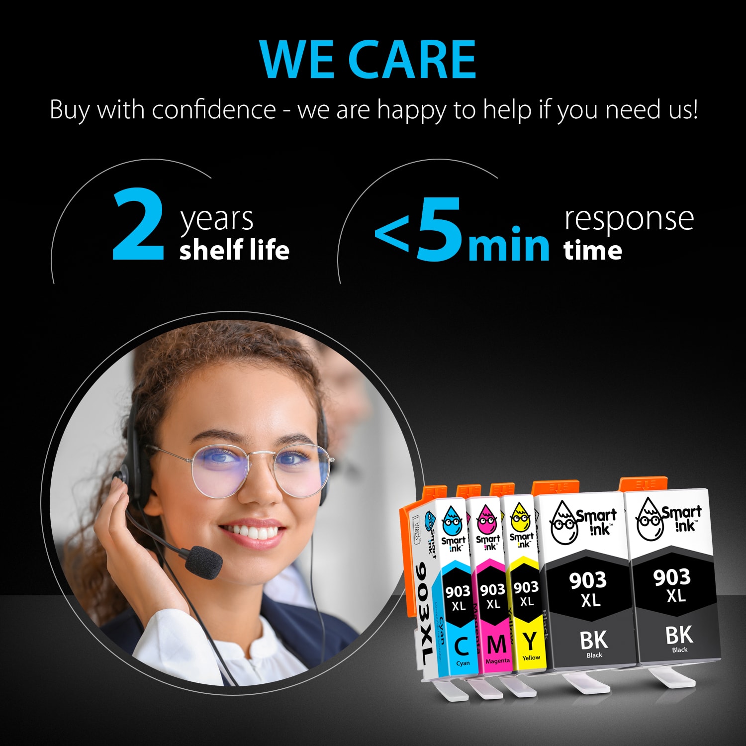 Compatible Ink Cartridge Replacement for HP 903 Ink Cartridges XL (5 pack), Smart Ink