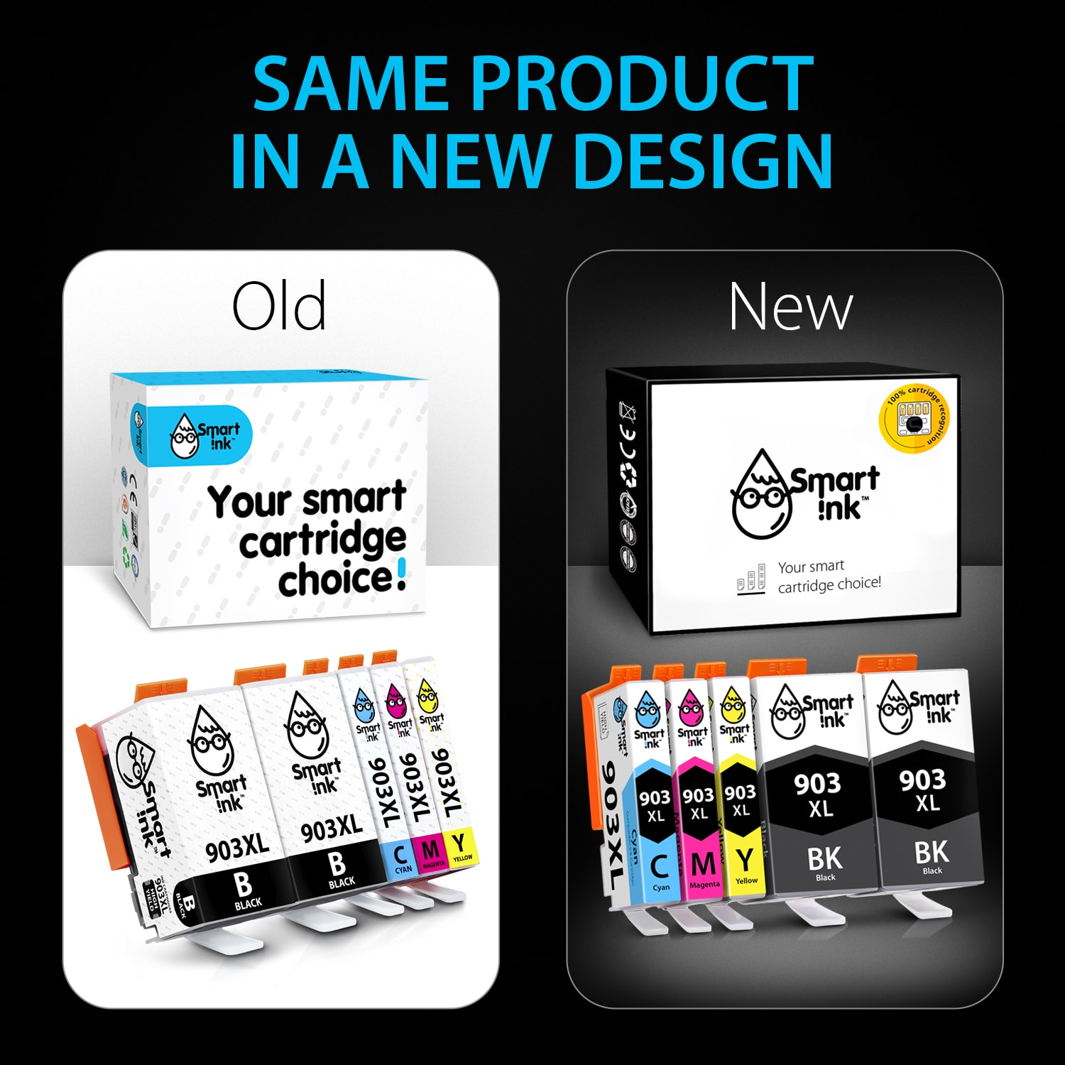 Compatible Ink Cartridge Replacement for HP 903 Ink Cartridges XL (5 pack), Smart Ink